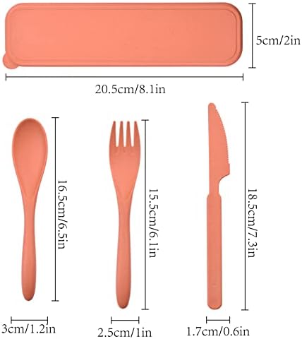 Zoyiancy 2 Sets Reusable Utensil Set with Case, Yellow Orange Cutlery Set