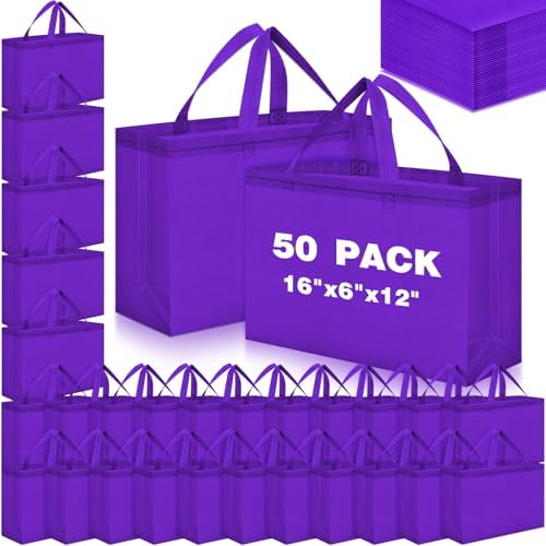 Windyun Reusable Grocery Bags Large Non Woven Shopping Bags with Handles Foldable Portable Tote, 16x6x12 Inch