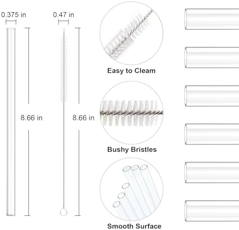 6 PCS Replacement Straws for Stanley|Owala|Simple Modern 40oz 30oz Tumbler, Reusable Clear Drinking Straws with Cleaning Brush for Stanley Cup Accessorie，BPA Free, Dishwasher Safe