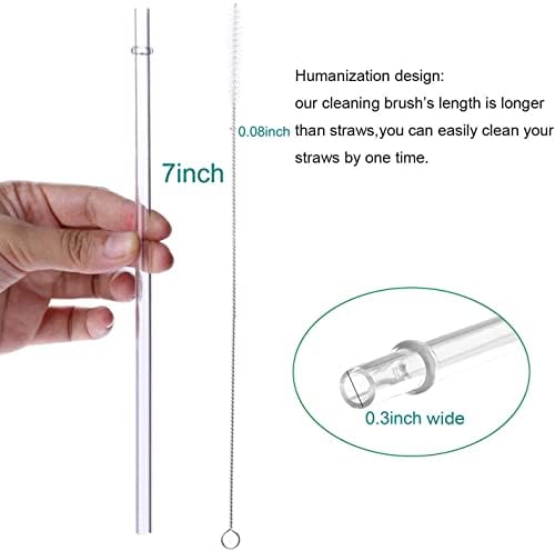 DAKOUFISH 7 Inch Reusable Plastic Drinking Straws for 10 oz & 12 oz Short Mini Mason Jar Tumblers,Set of 12 Pcs Straws with Cleaning Brush (7inch, 7color)