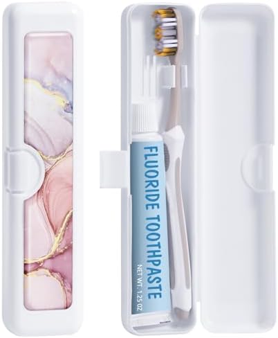 Toothbrush Travel Case - Colorful Pattern, Holder and Covers for Toothbrushes, Includes Tongue Scraper Case