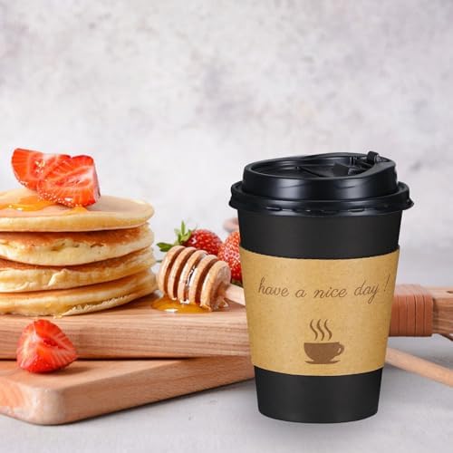 Lamosi 12 oz Coffee Cups 50 Pack, Disposable To Go Paper Cups with Lid