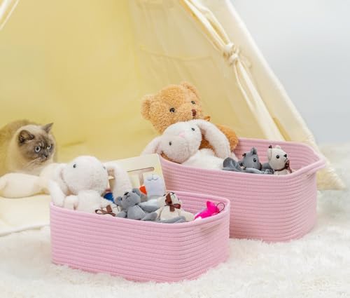 CubesLand Cute and Durable Small Cotton Rope Basket for Organizing