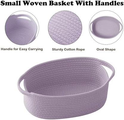Purple Woven Rope Basket - Baby Gift Basket with Bag & Ribbon