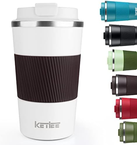 KETIEE Travel Coffee Mug 12oz: Reusable Coffee Cup with Leakproof Lid
