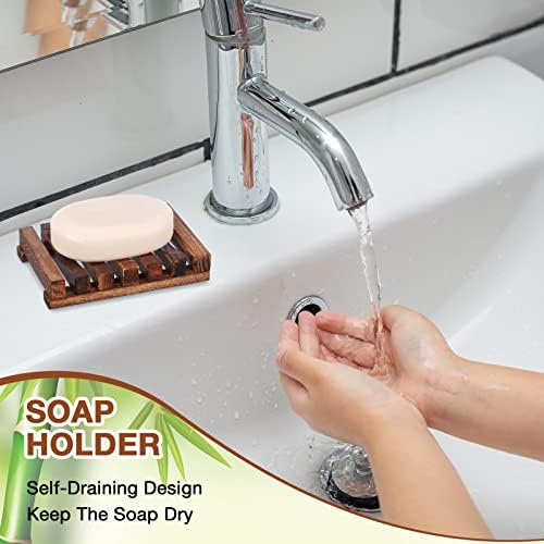 Skylety 50 Pieces Wooden Shower Soap Dish Bulk Soap Holder, Brown Color