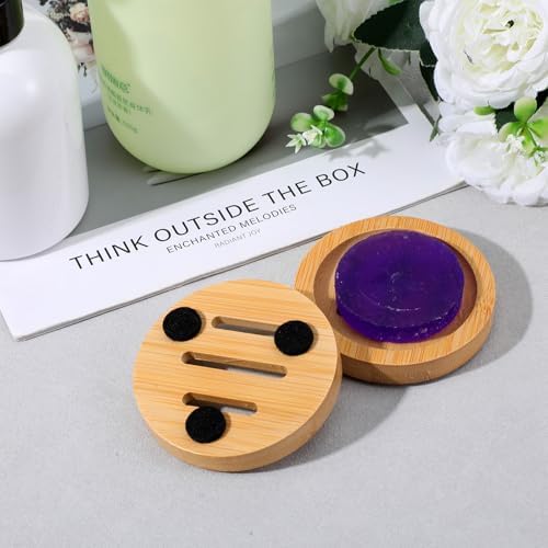 20 Pcs Round Bamboo Soap Dishes, Round Wooden Soaps Tray Soap Holder, Shampoo Bar Holders Bar Soaps Holder for Bathroom, Kitchen