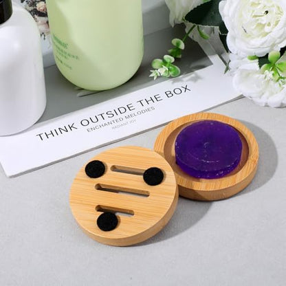 20 Pcs Round Bamboo Soap Dishes, Round Wooden Soaps Tray Soap Holder, Shampoo Bar Holders Bar Soaps Holder for Bathroom, Kitchen