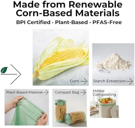 1.3 Gallon Compost Bags for Kitchen Countertop Bin, Compostable, 50 Count