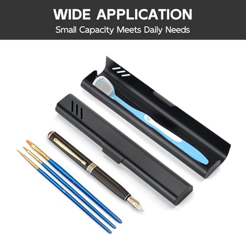Travel Toothbrush Case, 2Pack Portable Toothbrush Holders, Durable Aluminum Toothbrush Storage Box, Small Breathable Manual Toothbrush Container for Traveling, Camping, Business Trip - Black