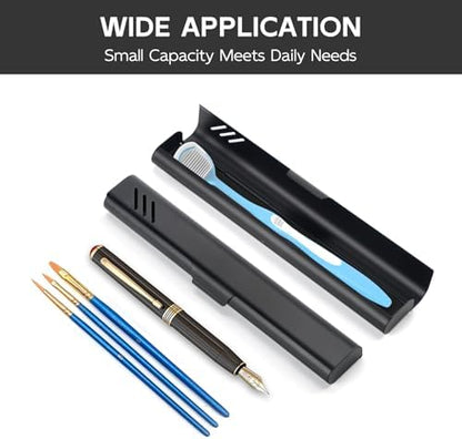 Travel Toothbrush Case, 2Pack Portable Toothbrush Holders, Durable Aluminum Toothbrush Storage Box, Small Breathable Manual Toothbrush Container for Traveling, Camping, Business Trip - Black