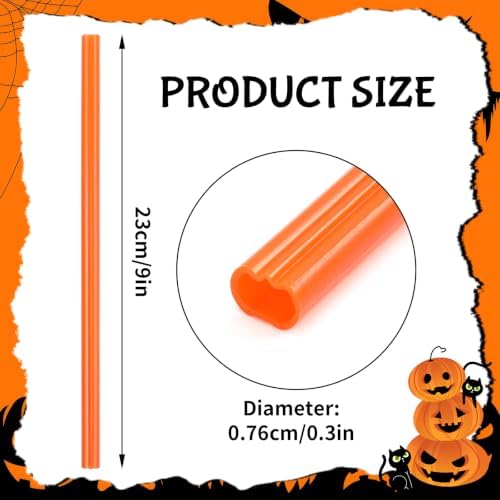 JANYUN 30 Pcs Reusable Pumpkin Straws with Cleaning Brush