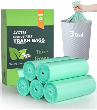 Compost Bags 3 Gallon 125 Packs,AYOTEE Compostable Small Biodegradable Trash Bags