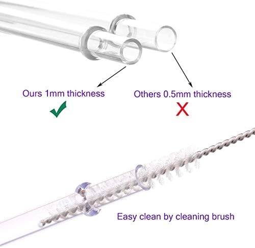 Dakoufish 9 inch Long Reusable Tritan Replacement Drinking Straws for 12 oz 16 oz Mason Jar,Tumblers, Set of 12 with Cleaning Brush (9 inch,7color)