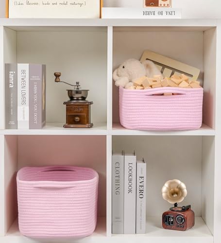 CubesLand Cube Storage Organizer Basket Bin, Cotton Rope Shelves Basket
