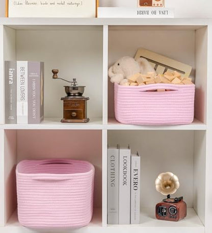 CubesLand Cube Storage Organizer Basket Bin, Cotton Rope Shelves Basket