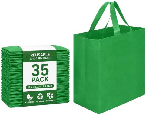 Reusable Grocery Bags 12.6 * 6.3 * 11.8 in - Non Woven Totes Bag with Reinforced Handles, Shopping Bags Bulk