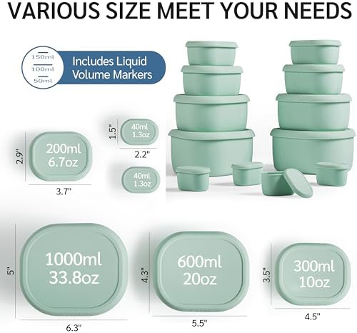 ISSEVE 12Pcs/Set Nesting Silicone Food Storage Containers with Lids