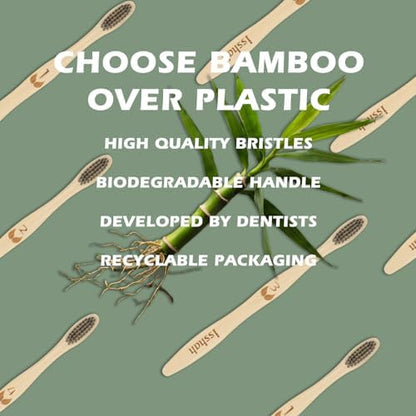 Isshah Biodegradable Bamboo Toothbrush - Compostable Eco-Friendly - 8 Pack