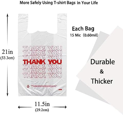 TashiBox Thank You Plastic Bags/T-shirt Bags, 350 Count