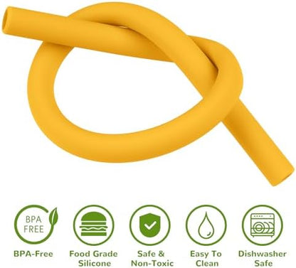 Tomorotec 15-Pack 12.2" Reusable Silicone Drinking Straws for Stanley Tumblers 20oz, 30oz, 40oz with 2 Cleaning Brushes, BPA-Free Food-Grade Flexible Straws for Fall Autumn Thanksgiving Use (Garden)