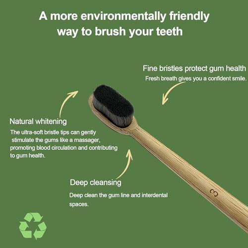Extra Soft Bamboo Toothbrush,Natural Soft Toothbrushes for Adults,Micro Nano10000 Bristles Toothbrushes for Sensitive Gum,Fully Biodegradable,4 Pack