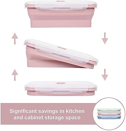 KIGI 【3 PACK】 40.6OZ Collapsible Silicone Bento Box Food Storage Containers with Lids Airtight Meal Prep Containers,Microwave Safe