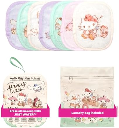 The Original MakeUp Eraser 7-Day Set, Erase All Makeup With Just Water, Including Waterproof Mascara, Eyeliner, Foundation, Lipstick, Sunscreen, and More! Hello Kitty & Friends Go Glamping, 7ct