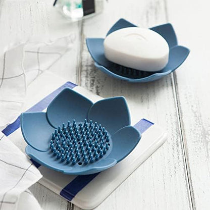 2 Pack Silicone Soap Tray Dishes Soap Holder Saver Draining Bathroom Shower Sink Bathtub