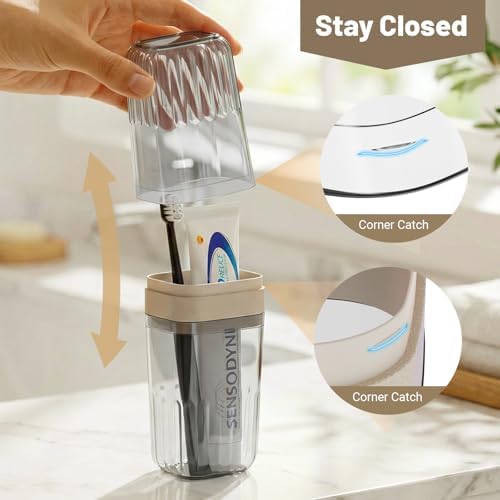 Large Enclosed Toothpaste and Toothbrush Travel Case with Rinse Cup