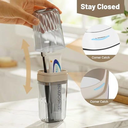 Large Enclosed Toothpaste and Toothbrush Travel Case with Rinse Cup