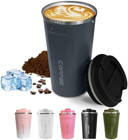 SPLMIFA Travel Coffee Mugs Leak-Proof, Reusable Coffee Cups with Lids, Stainless Steel Vacuum Insulated Coffee Tumblers, Thermal Insulation Cups for Men and Women Hot & Cold Drinks(2nd-Blue, 17OZ)