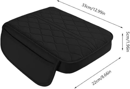 Car Center Console Cushion for 9th Gen Toyota Camry LE SE XLE XSE 2025 2026, Nappa Leather Memory Foam Armrest Cover with Side Storage Pockets, Auto Elbow Support Pad 1pc,Black