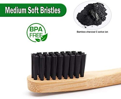 Virgin Forest Bamboo Toothbrushes 6pk, Charcoal Medium Soft BPA Free