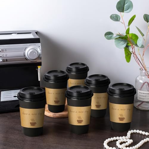 Lamosi 16 oz Coffee Cups 50 Pack, Disposable To Go Paper Cups with Lid