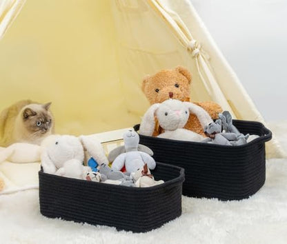 CubesLand Cute and Durable Small Cotton Rope Basket for Organizing
