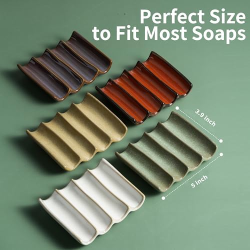 Ceramic Soap Dish for Shower, Bar Soap Holder for Bathroom Keep Dry