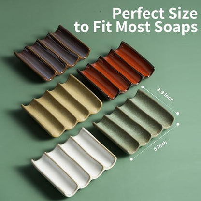 Ceramic Soap Dish for Shower, Bar Soap Holder for Bathroom Keep Dry