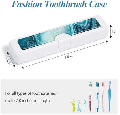 Toothbrush Travel Case - Colorful Pattern, Holder and Covers for Toothbrushes, Includes Tongue Scraper Case