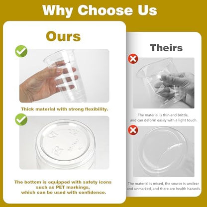 Charmount 24 oz Clear Plastic Cups with Lids and Straws