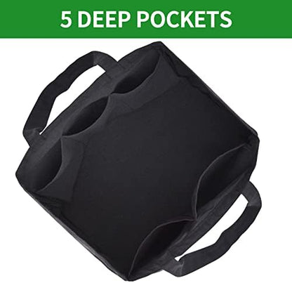 Heavy Duty Canvas Reusable Grocery Bags - 8.3 Gal Foldable Large Tote with Handles, Holds 60 lbs & Washable Eco-friendly Bags with 5 Pockets