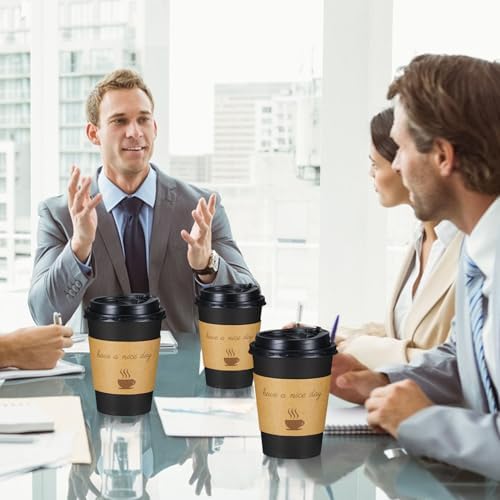 Lamosi 12 oz Coffee Cups 50 Pack, Disposable To Go Paper Cups with Lid