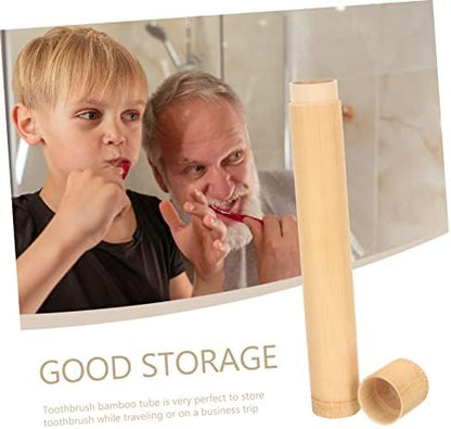 SHOWERORO Bamboo Portable Toothbrush Holder Outdoor Toothbrush Container for Travel Camping and Home Use Design for Toothbrushes