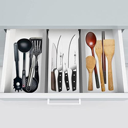 Bambüsi Bamboo Drawer Dividers 6 Pack - Deep Drawer Organizer, Adjustable 16 to 22 Inch Expandable Dividers, 2.6 Inch High Wood Separators for Kitchen, Clothes, Bedroom, Bathroom, Office - Grey
