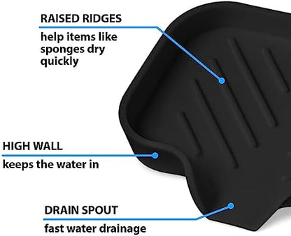2 PCS Premium Black Self-Draining Soap Bar Holder - Elegant Soap Dish for Shower & Bathroom Use - Versatile Soap Dishes for Bar Soap - Durable Soap Holder & Bathroom Soap Dish Solution