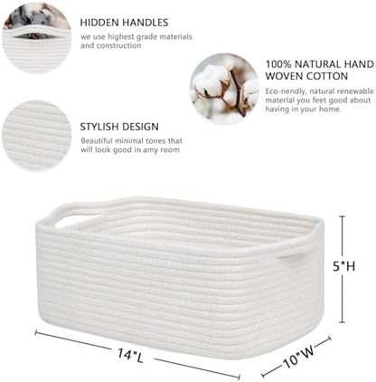 CubesLand Cute and Durable Small Cotton Rope Basket for Organizing