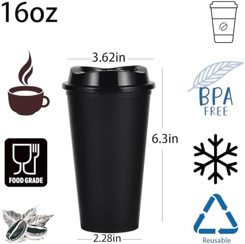 16oz Reusable Plastic Coffee Cups with Lids, 13 Pack,Vibrant