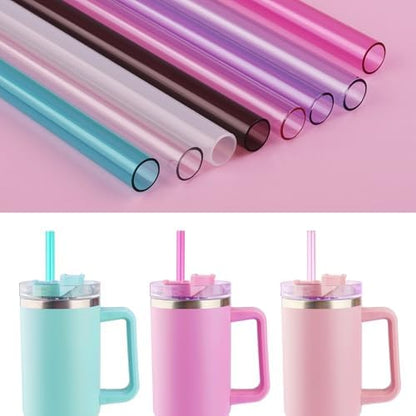 Replacement Straw Compatible with Stanley Quencher 40 oz,30 oz Tumbler, 12 inch Extra Long Reusable Straws Plastic For 40 Oz Cup,Multicolor 14-6 Pack