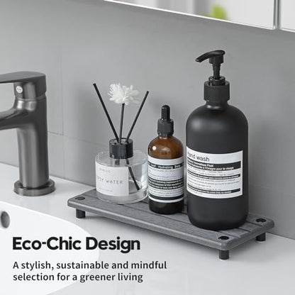Sink Caddy Kitchen Sink Organizer, Water Absorbing Stone Tray for Sink,Diatomite Bathroom Counter Tray,Faucet Drying Mat Protector Coaster Soap Dish Rack Riser Vanity Dispenser Sponge Holder,10" x 4"