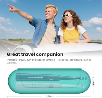 Silicone Electric Toothbrush Travel Case, Manual Toothbrush Travel Cover for Men and Women,Toothbrush Holder for Travel,Gym and More, Fits Most Manual and Electric Toothbrushes - Mint Green